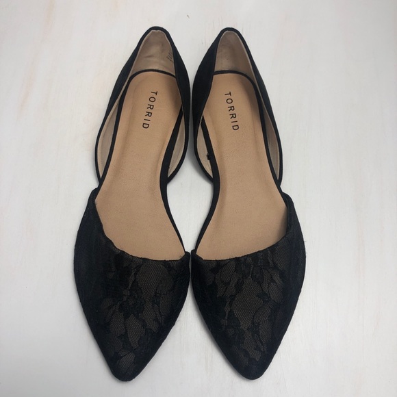 Torrid Black Lace Flats Size 10 Wide - Picture 1 of 5